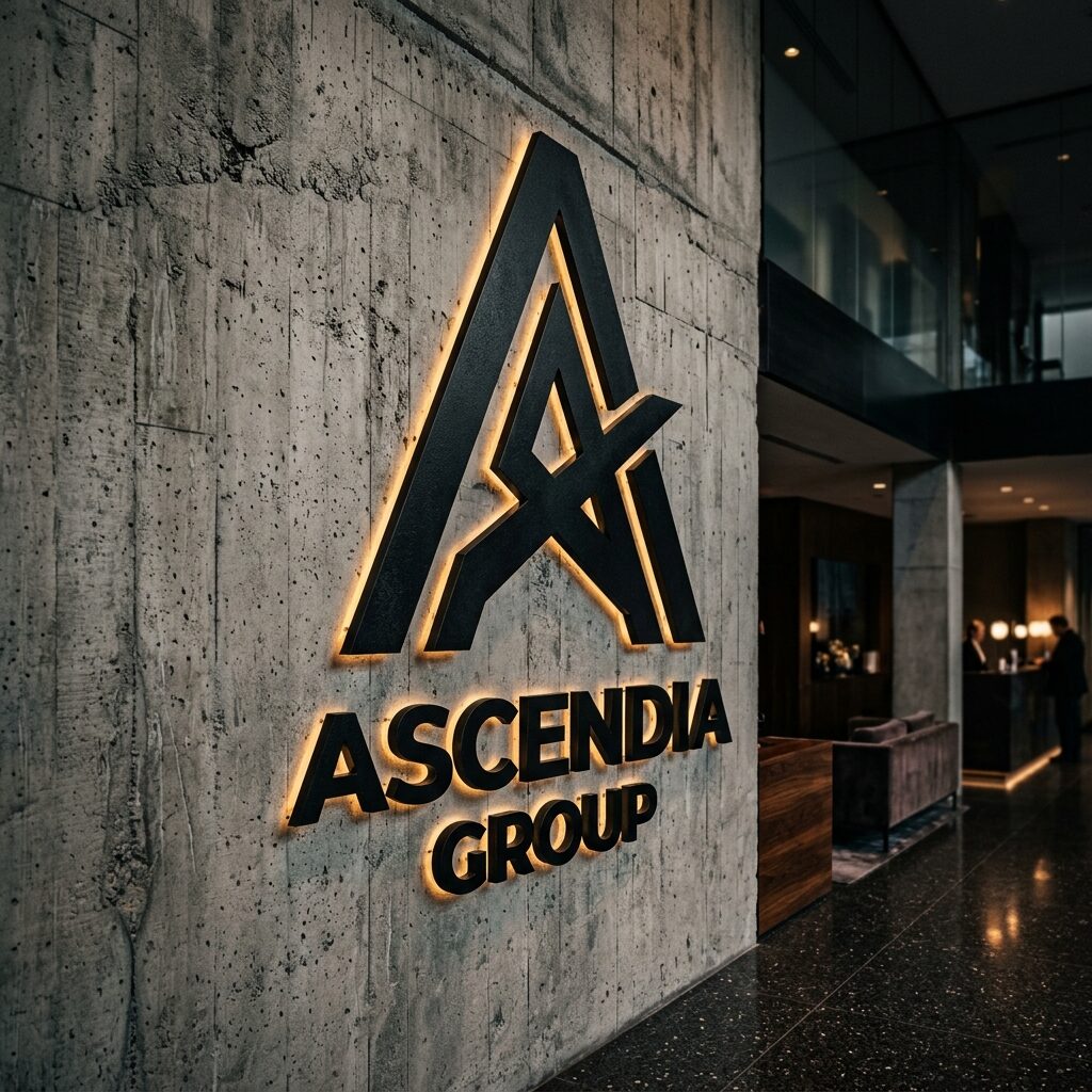 Concept study, brand identity carried into architectural concrete signage