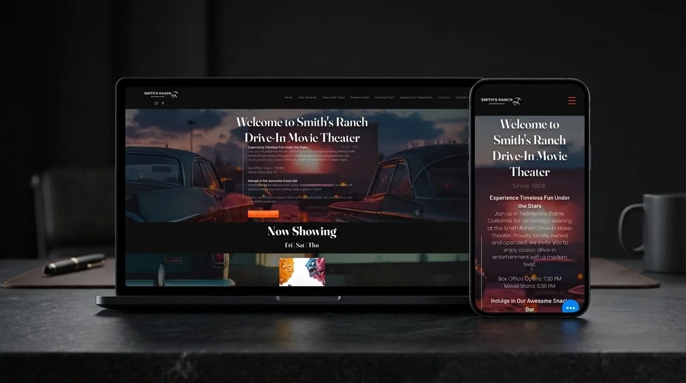 Drive-in website on laptop and phone