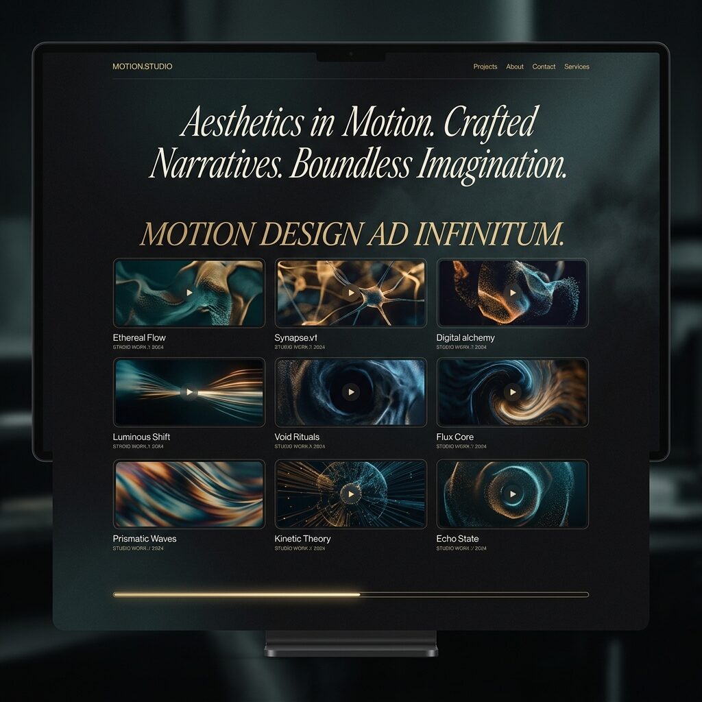 Dark motion-design studio portfolio website concept