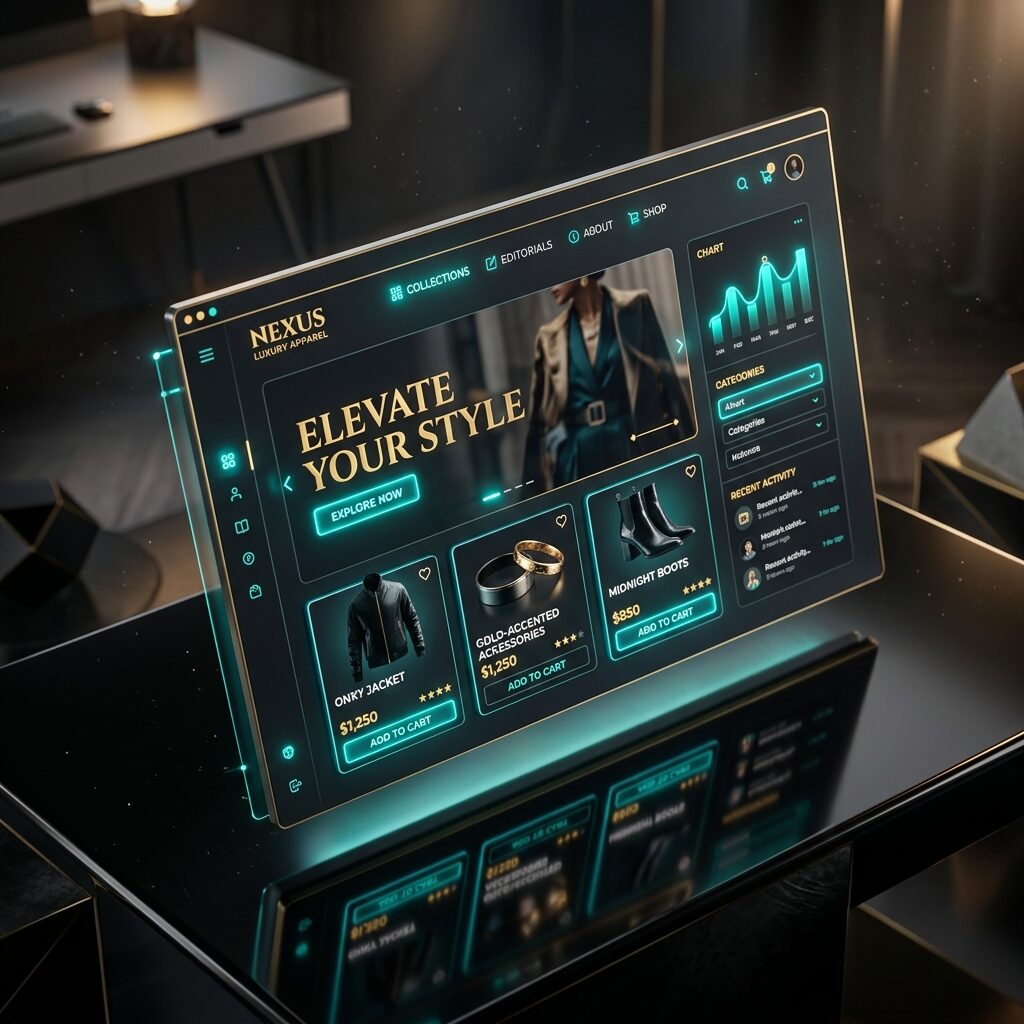 Immersive dark web experience concept with 3D depth